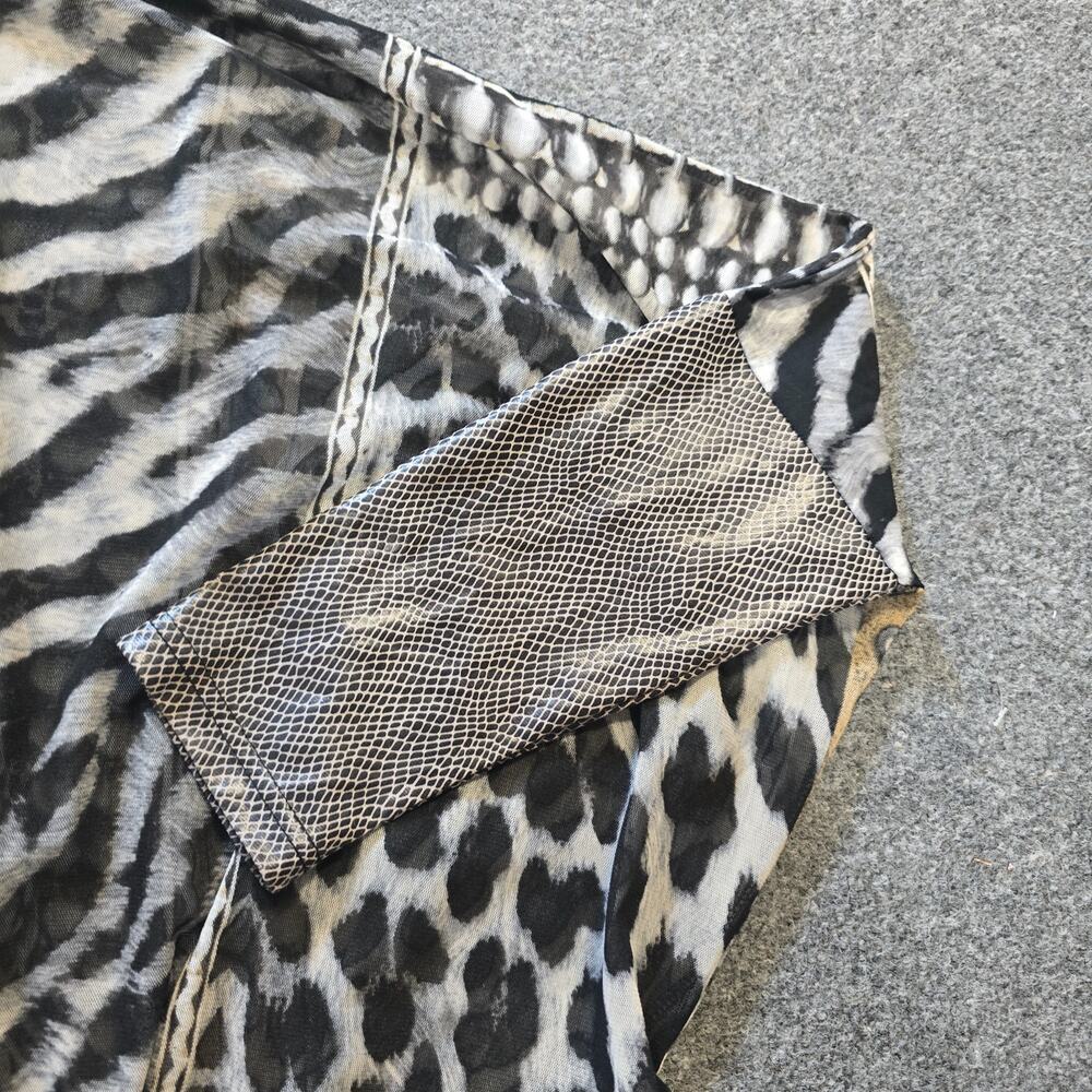 ANAC By Kimi Top Women Medium Gray Leopard Sheer Cardigan Oversized Y2K Casual - Picture 3 of 9